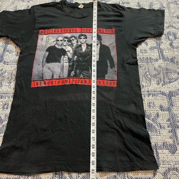 VTG 80's Rolling Stone Steel Wheels Tour Graphic Band T Shirt Black SZ XL - Picture 5 of 6
